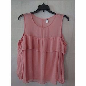 Textured Light Pink Old Navy Cold Shoulder Blouse